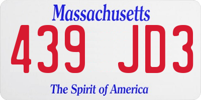 MA license plate 439JD3