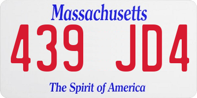 MA license plate 439JD4