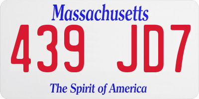 MA license plate 439JD7