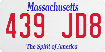 MA license plate 439JD8