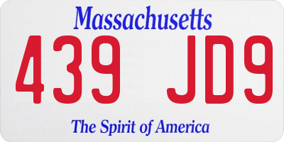 MA license plate 439JD9