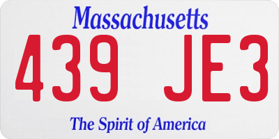MA license plate 439JE3
