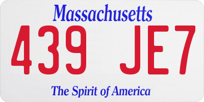 MA license plate 439JE7