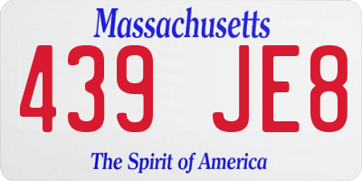 MA license plate 439JE8