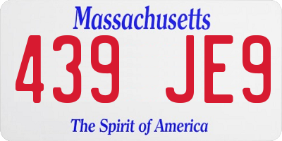 MA license plate 439JE9