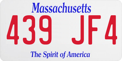 MA license plate 439JF4