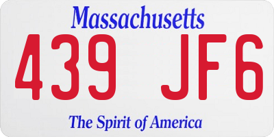 MA license plate 439JF6