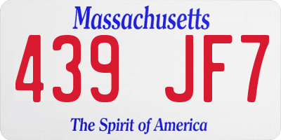 MA license plate 439JF7