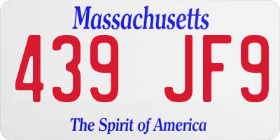 MA license plate 439JF9