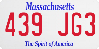 MA license plate 439JG3