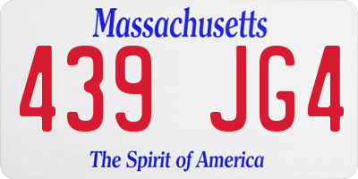 MA license plate 439JG4