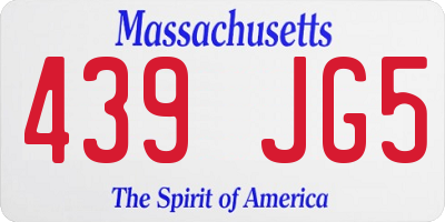 MA license plate 439JG5