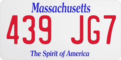 MA license plate 439JG7