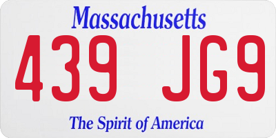 MA license plate 439JG9
