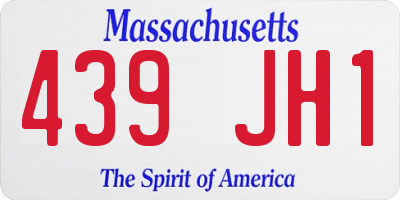 MA license plate 439JH1