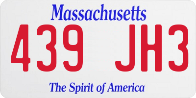 MA license plate 439JH3
