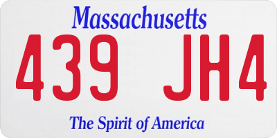 MA license plate 439JH4