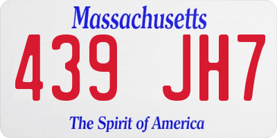 MA license plate 439JH7