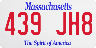 MA license plate 439JH8