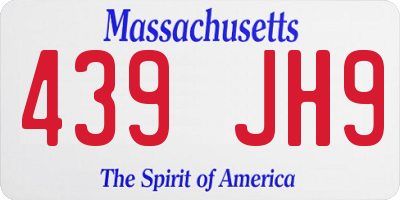 MA license plate 439JH9