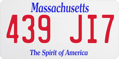 MA license plate 439JI7