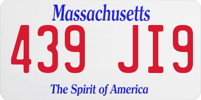 MA license plate 439JI9