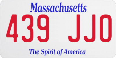 MA license plate 439JJ0