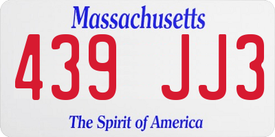MA license plate 439JJ3