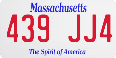 MA license plate 439JJ4