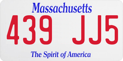 MA license plate 439JJ5