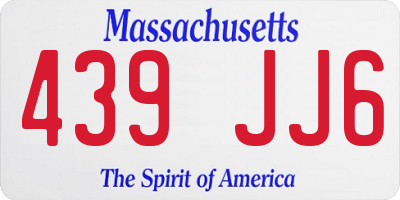 MA license plate 439JJ6