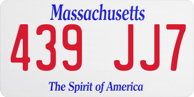 MA license plate 439JJ7