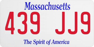 MA license plate 439JJ9