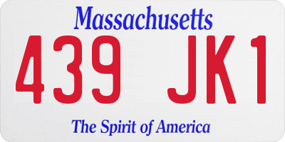 MA license plate 439JK1