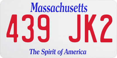 MA license plate 439JK2