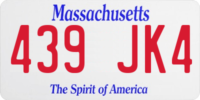 MA license plate 439JK4