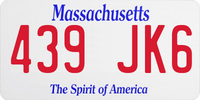MA license plate 439JK6