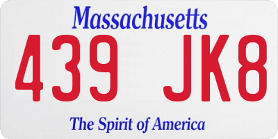 MA license plate 439JK8