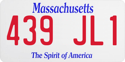 MA license plate 439JL1