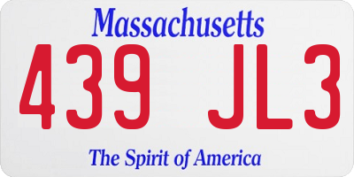 MA license plate 439JL3