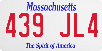 MA license plate 439JL4
