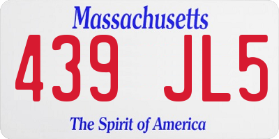 MA license plate 439JL5