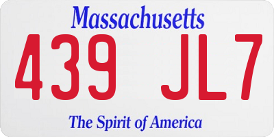 MA license plate 439JL7