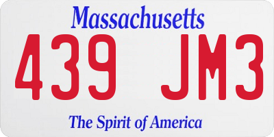 MA license plate 439JM3