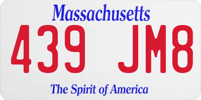 MA license plate 439JM8