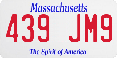 MA license plate 439JM9