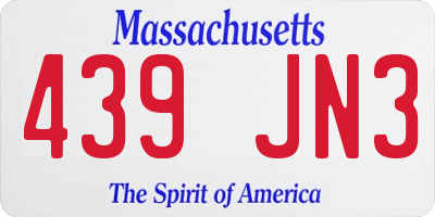 MA license plate 439JN3