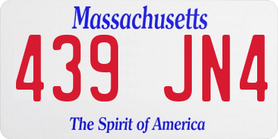 MA license plate 439JN4