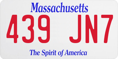 MA license plate 439JN7