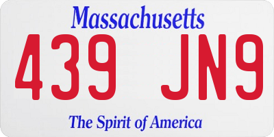 MA license plate 439JN9